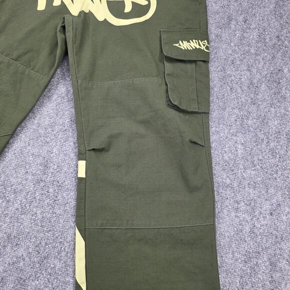 Minus Two Pants Mens Medium Green Cargo Graffiti Streetwear Utility Skate Y2K - Picture 9 of 16